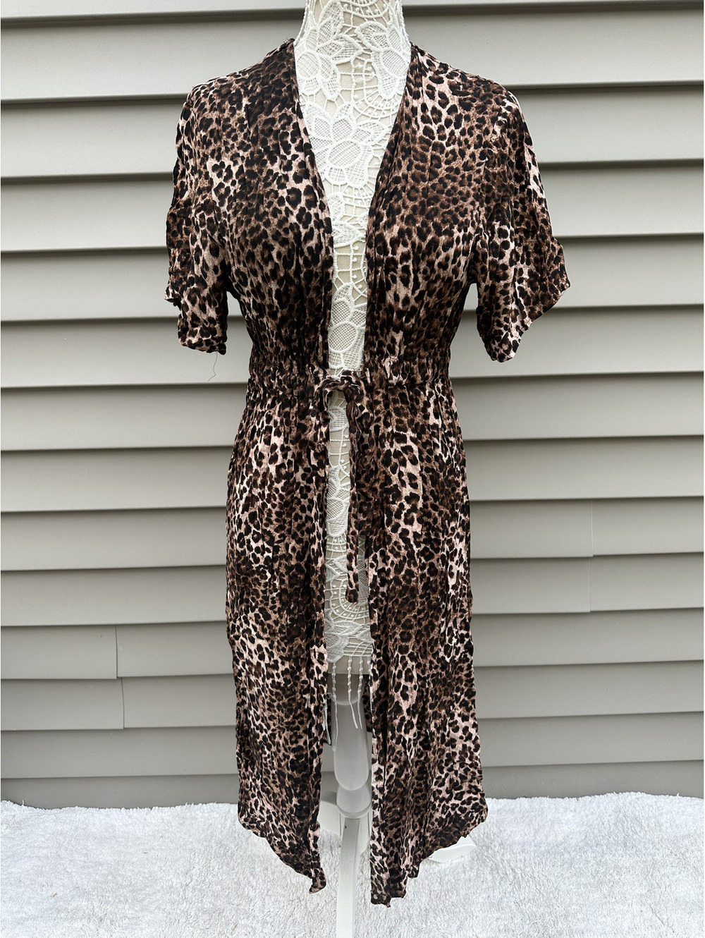 Wild Fable Leopard Print Tie Waist Dress Contemporary Bohemian